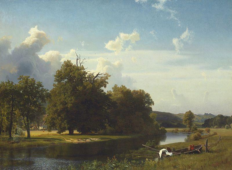 Albert Bierstadt A River Landscape, Westphalia oil painting image